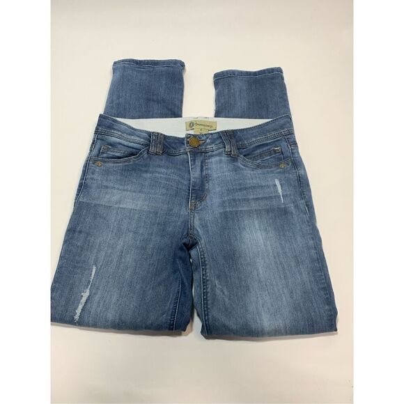 Democracy Women's Mid-Rise Ankle Length Five Pocket Distressed Jeans Blue Size 6 - Picture 1 of 8